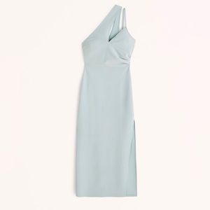 NWT Abercrombie & Fitch Asymmetrical Ruched Maxi Dress in Blue XSP